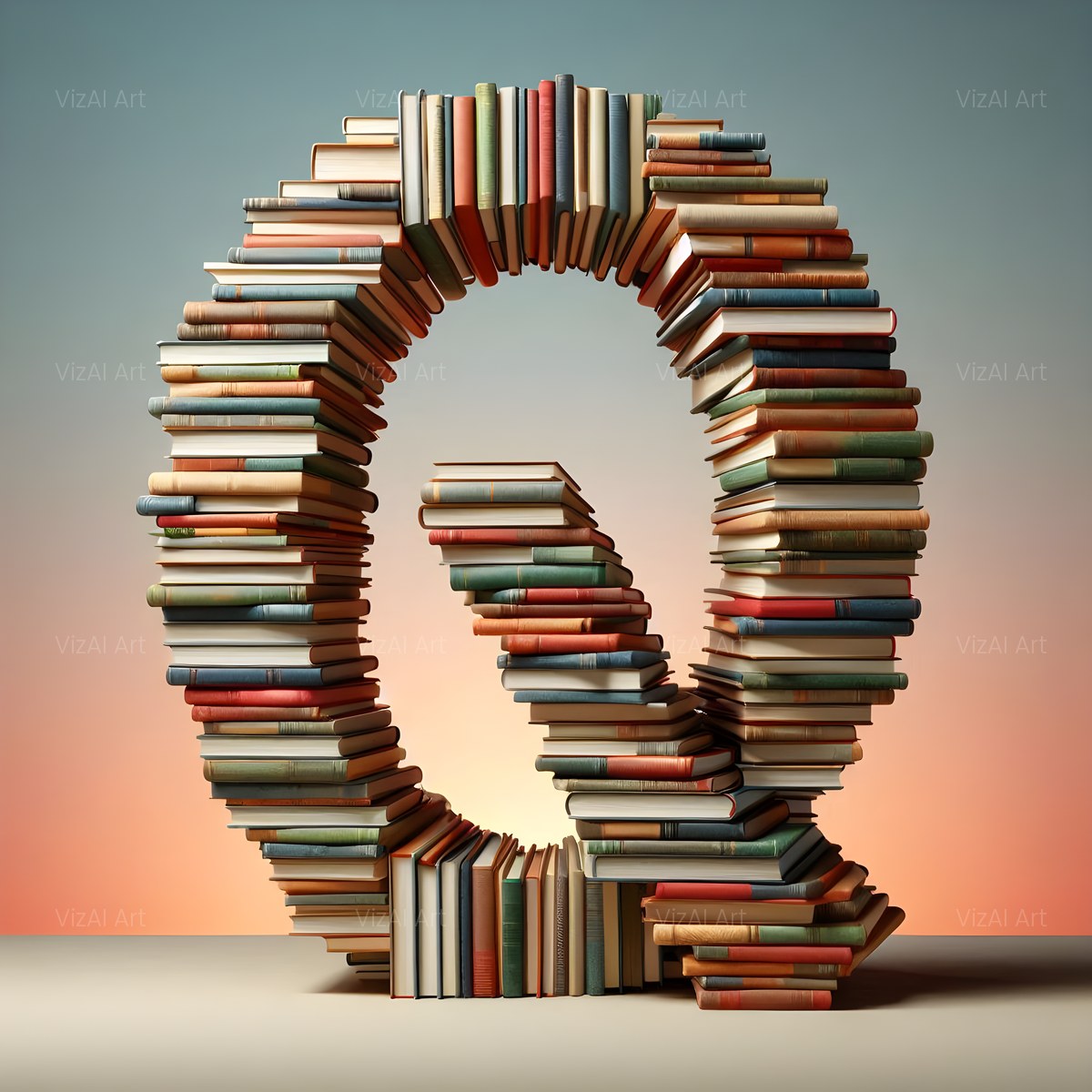 Book Stack alphabet — printable letter Q