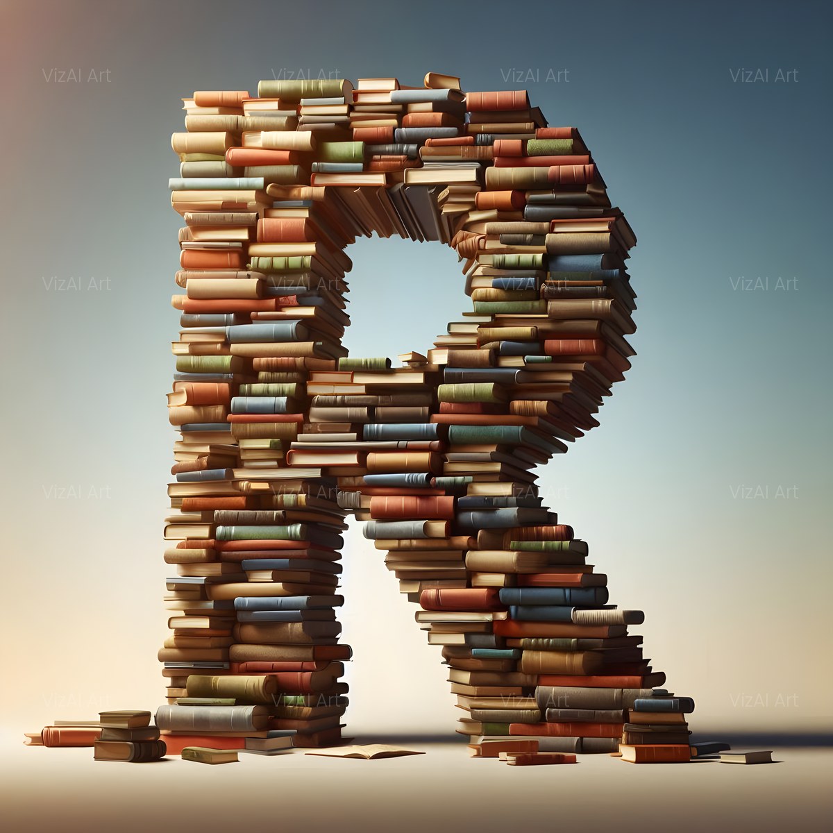Book Stack alphabet — printable letter R