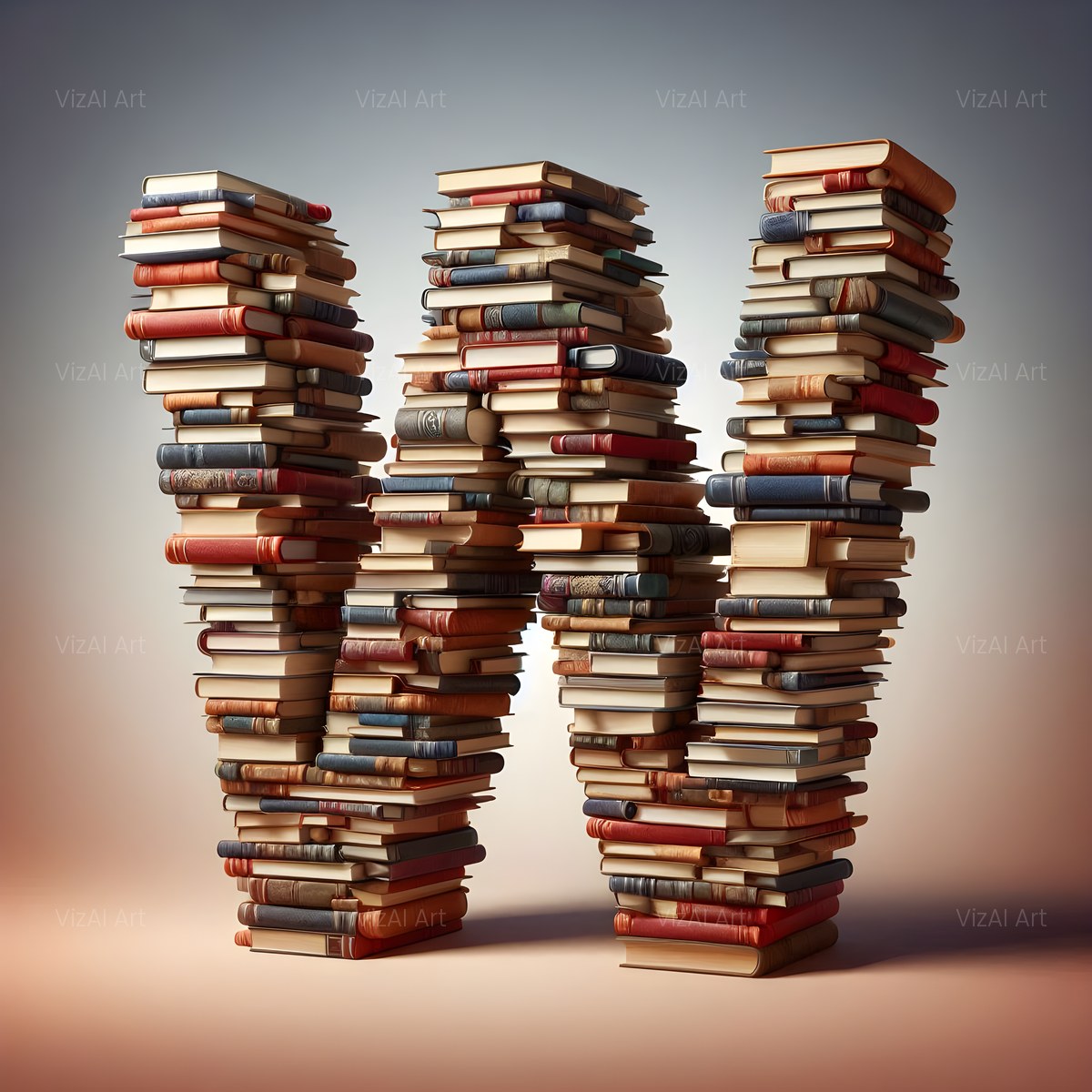 Book Stack alphabet — printable letter W