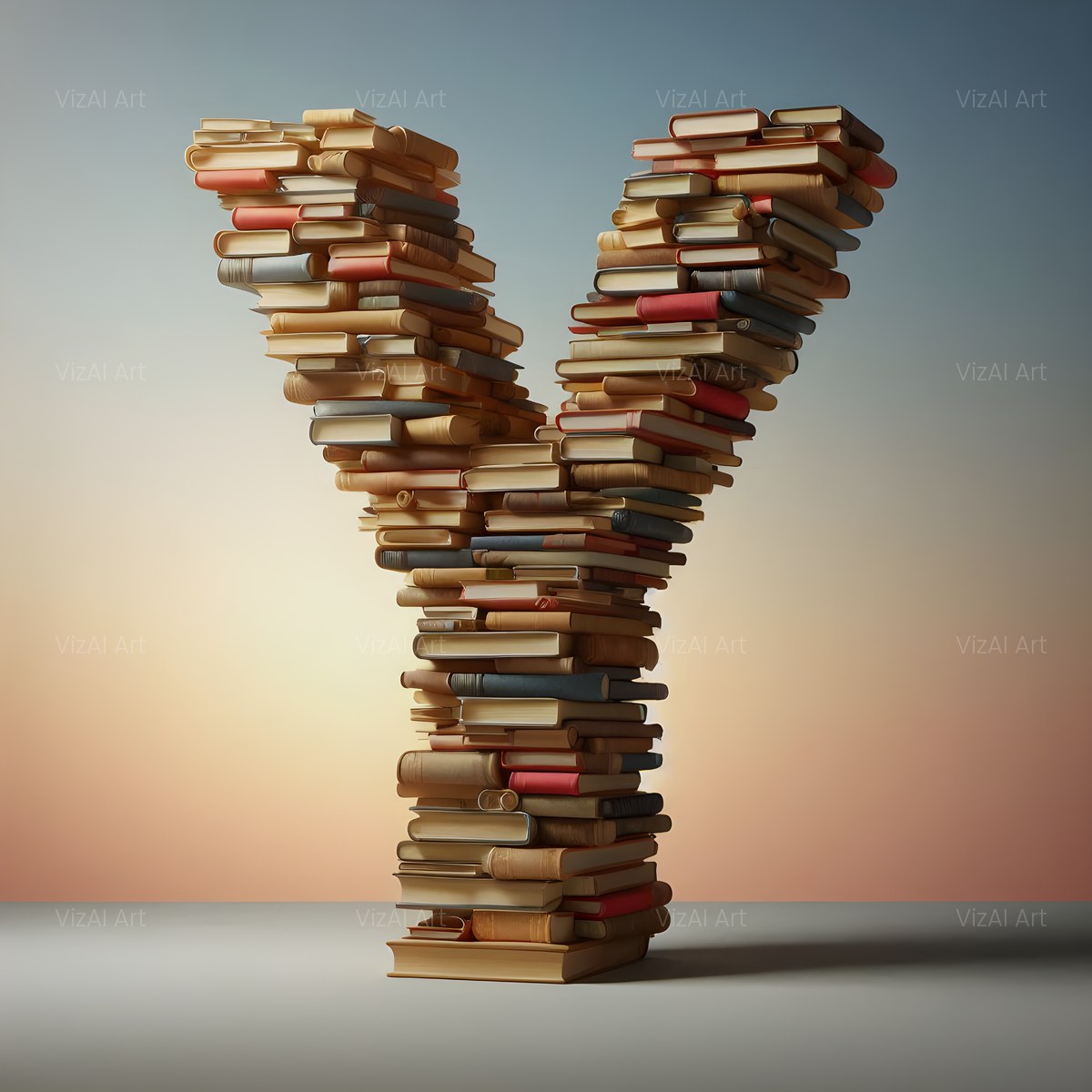 Book Stack alphabet — printable letter Y