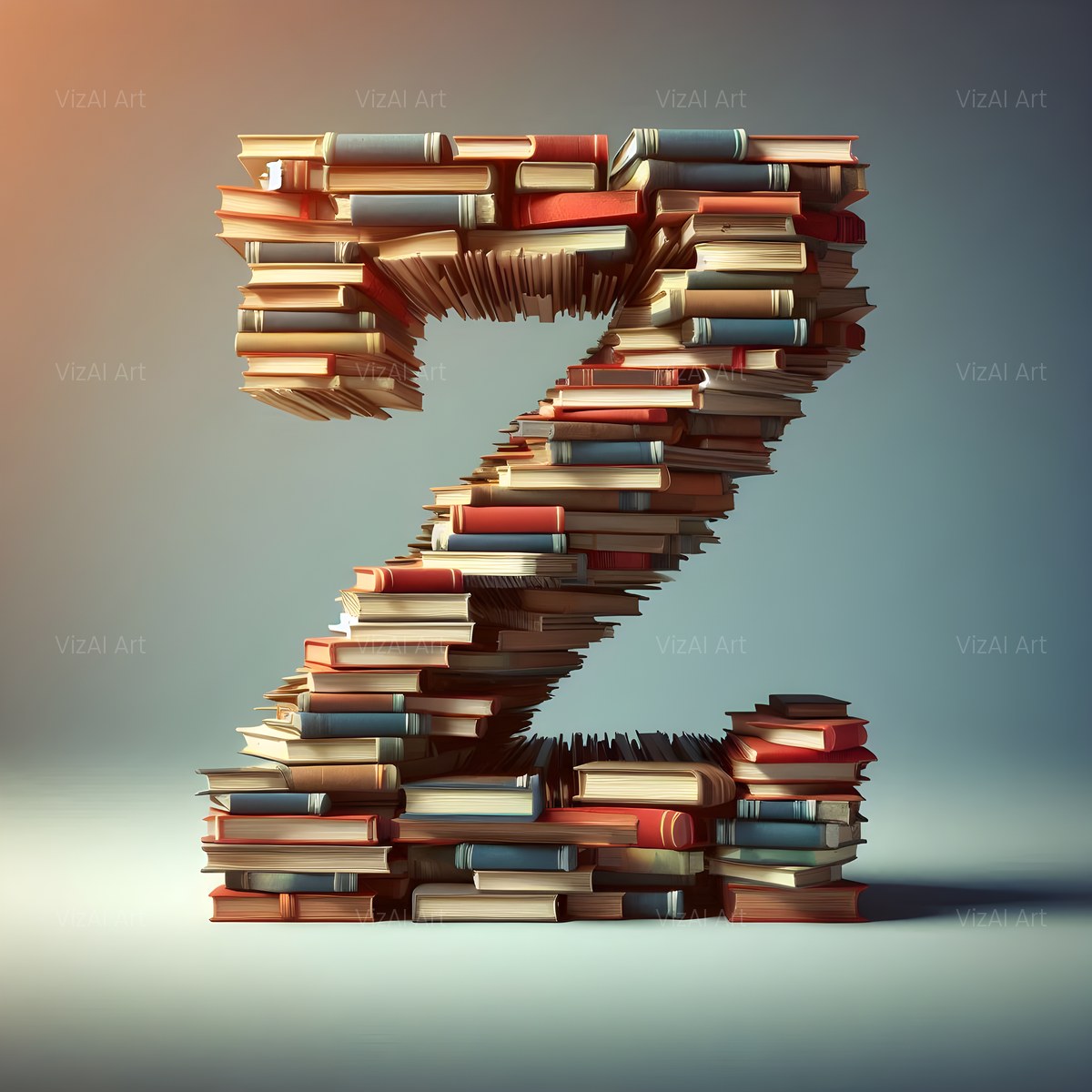 Book Stack alphabet — printable letter Z