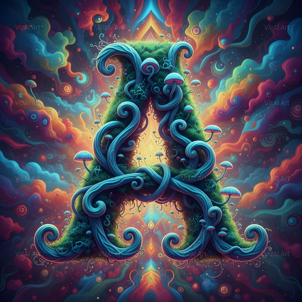 Psychedelic Swirl alphabet — printable letter A