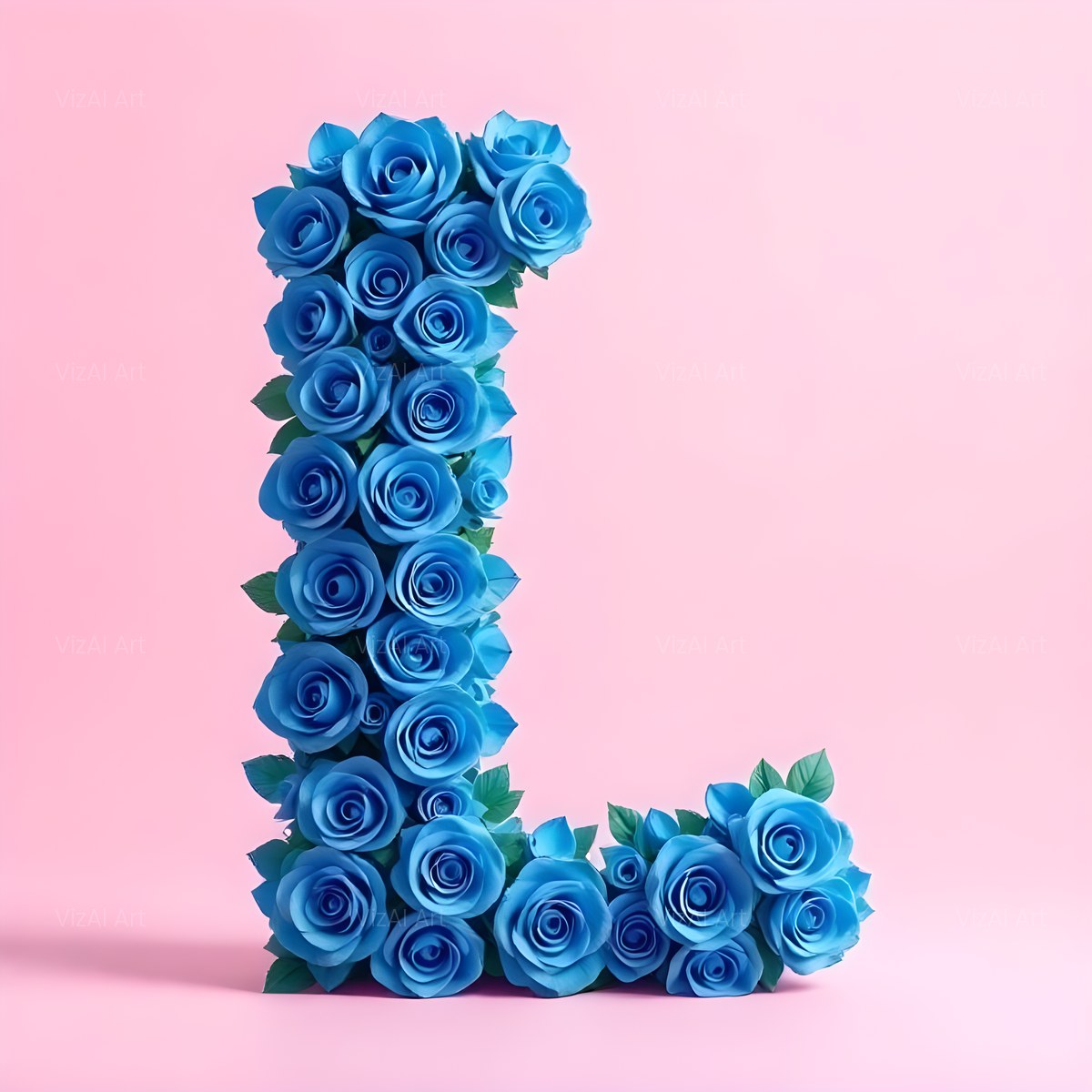 Blue Rose Bloom alphabet — printable letter L