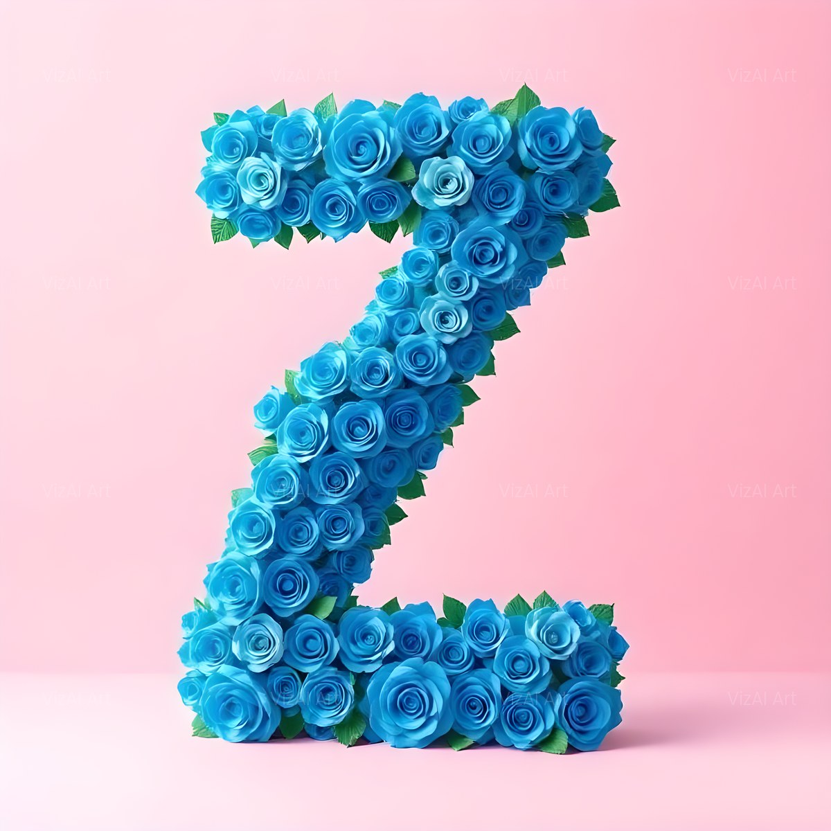 Blue Rose Bloom alphabet — printable letter Z