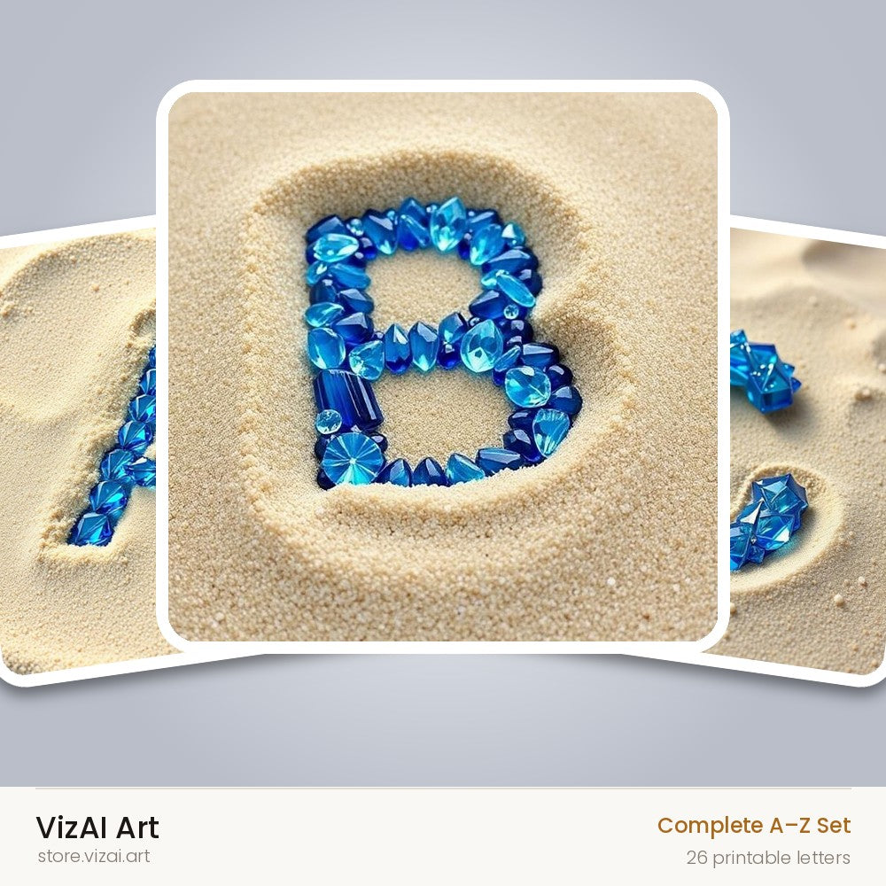 Beach Sand Gem alphabet — choose an individual printable letter