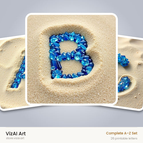 Beach Sand Gem alphabet — choose an individual printable letter