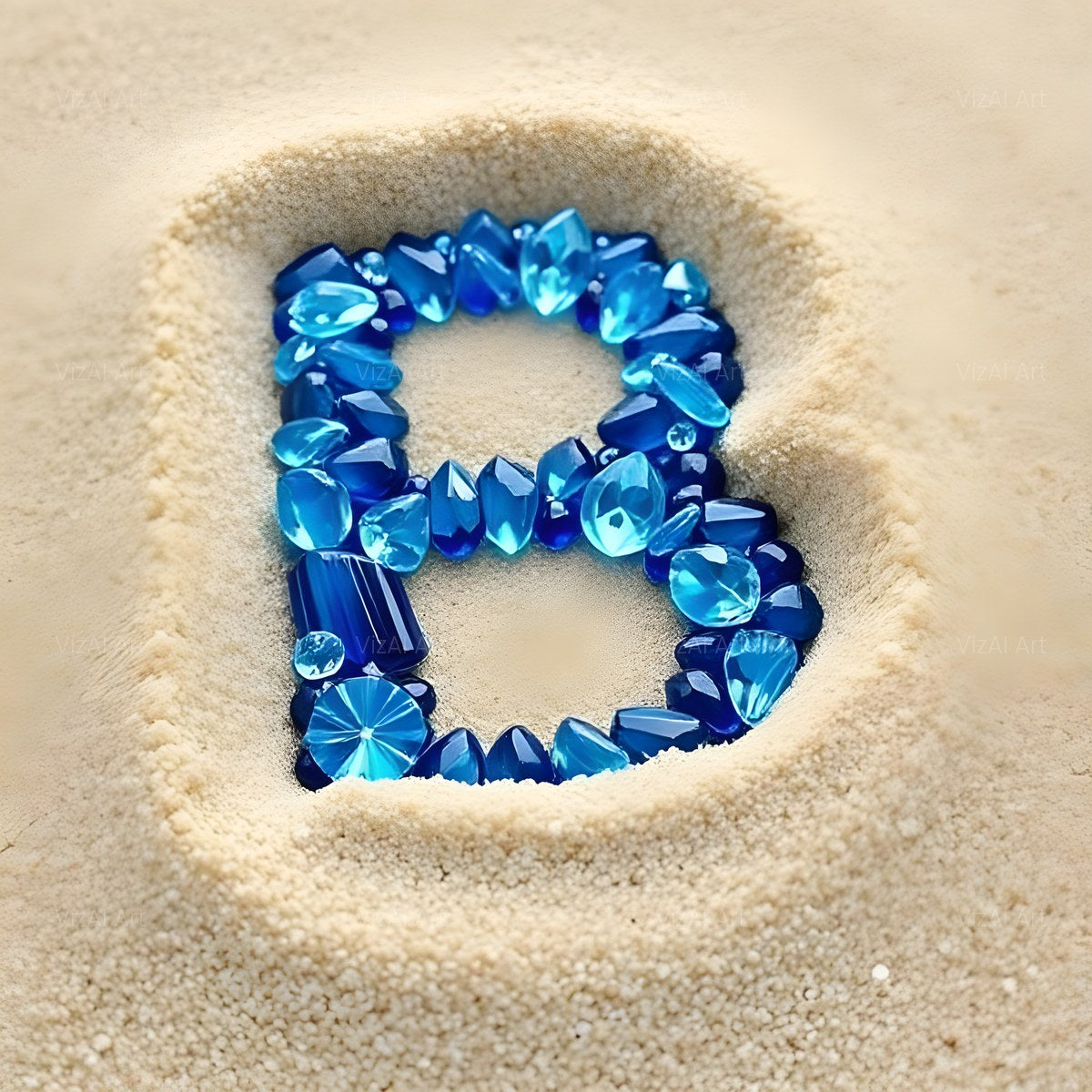 Beach Sand Gem alphabet — printable letter B