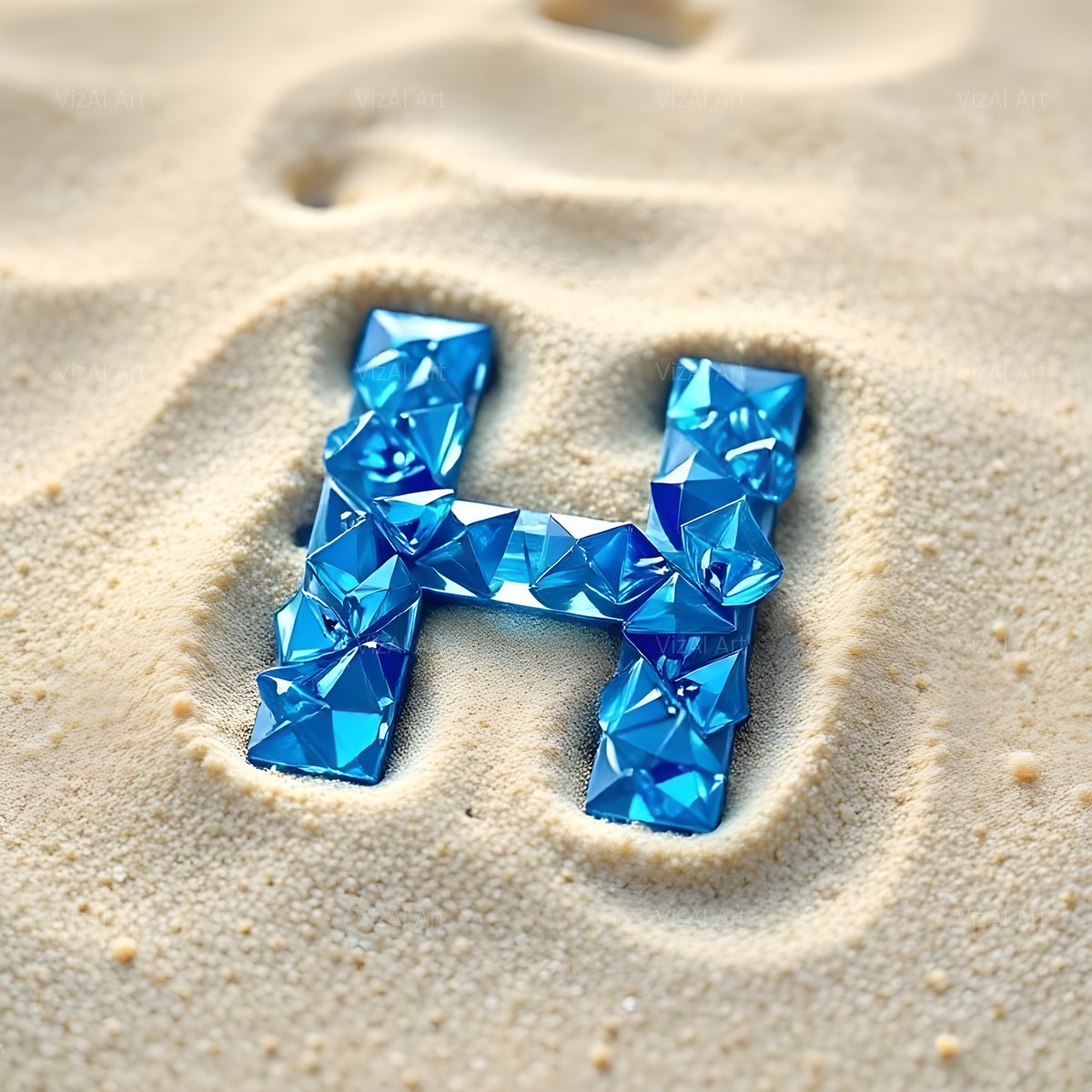 Beach Sand Gem alphabet — printable letter H