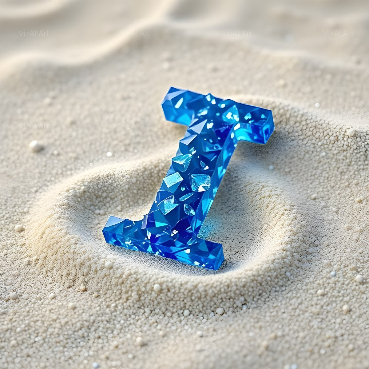 Beach Sand Gem alphabet — printable letter I