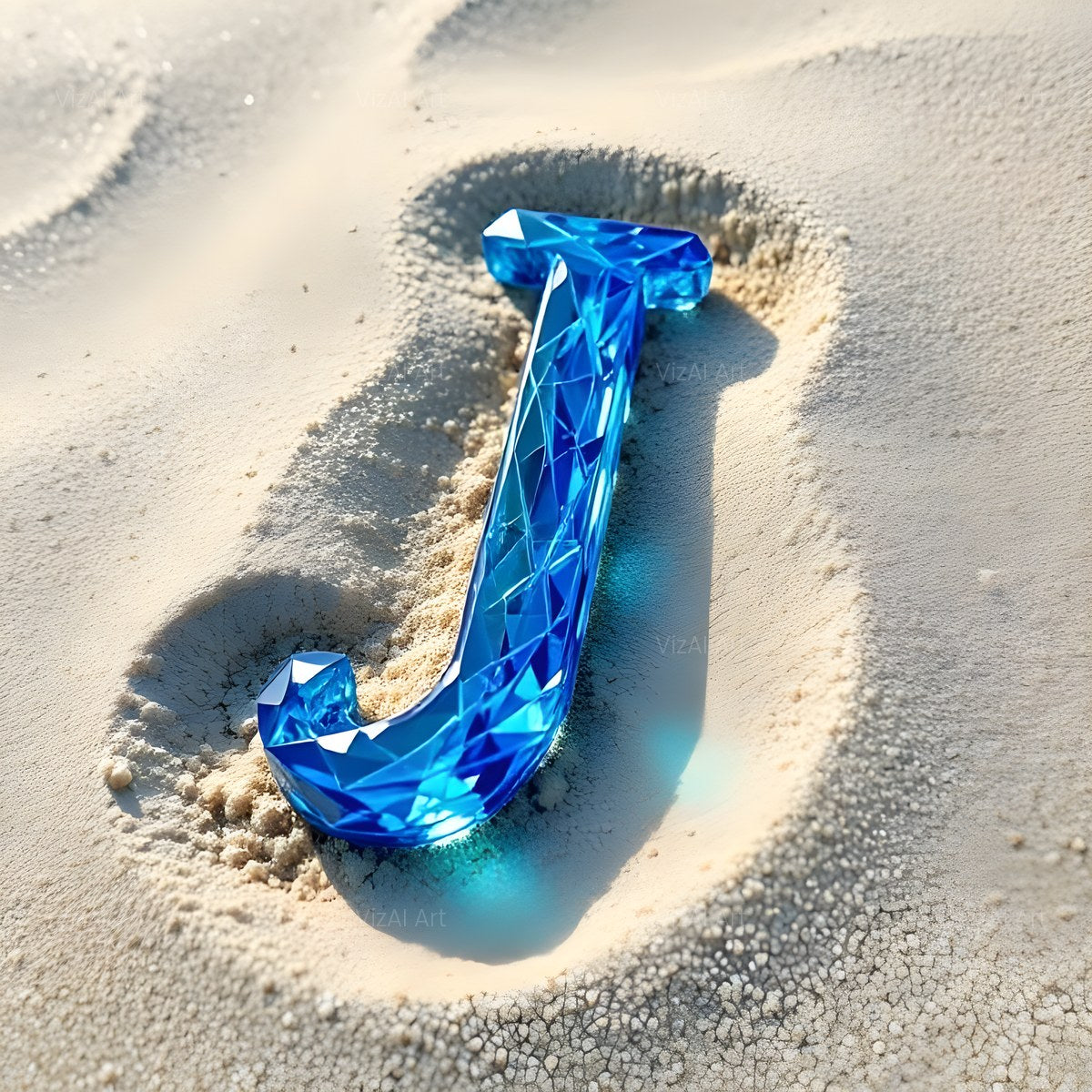 Beach Sand Gem alphabet — printable letter J