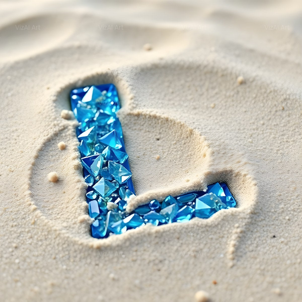 Beach Sand Gem alphabet — printable letter L