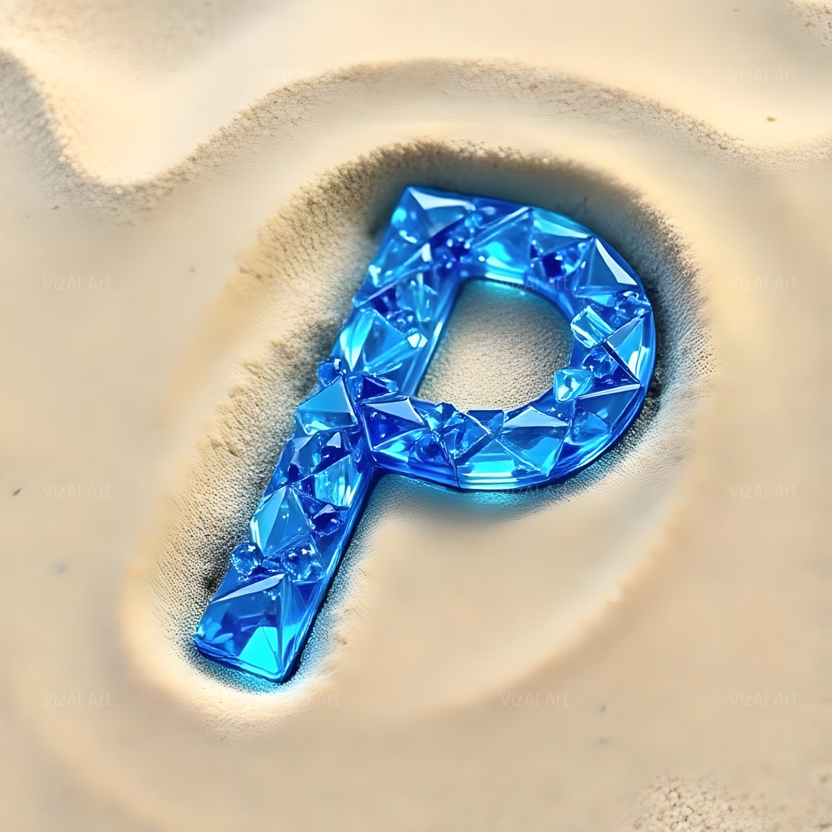 Beach Sand Gem alphabet — printable letter P