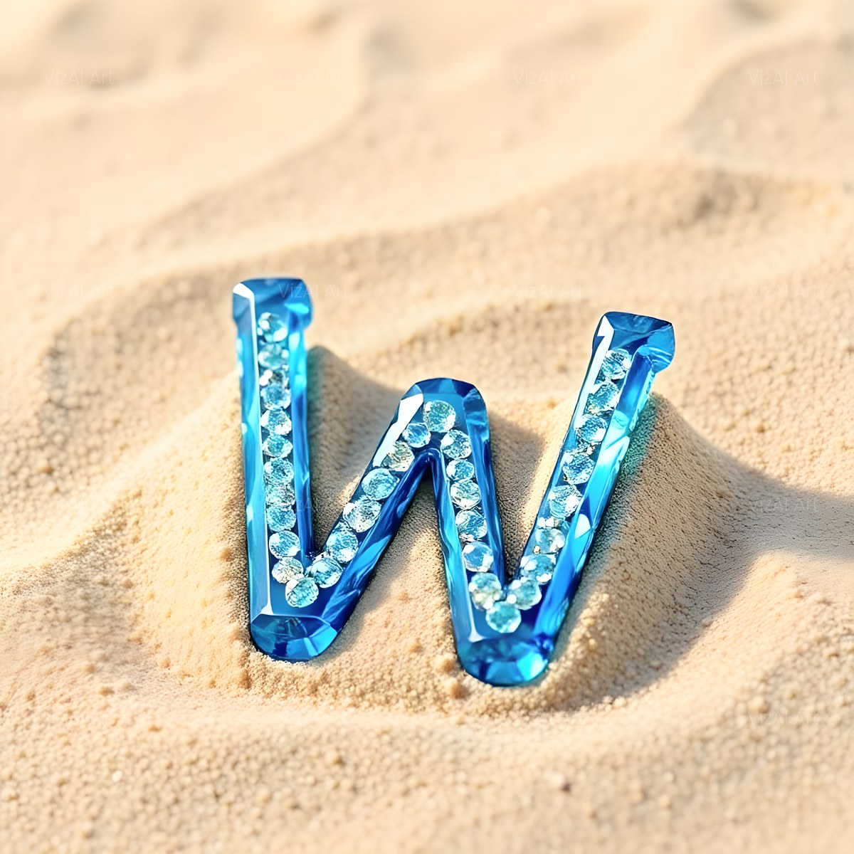 Beach Sand Gem alphabet — printable letter W