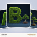 Bonsai Topiary Green alphabet — choose an individual printable letter
