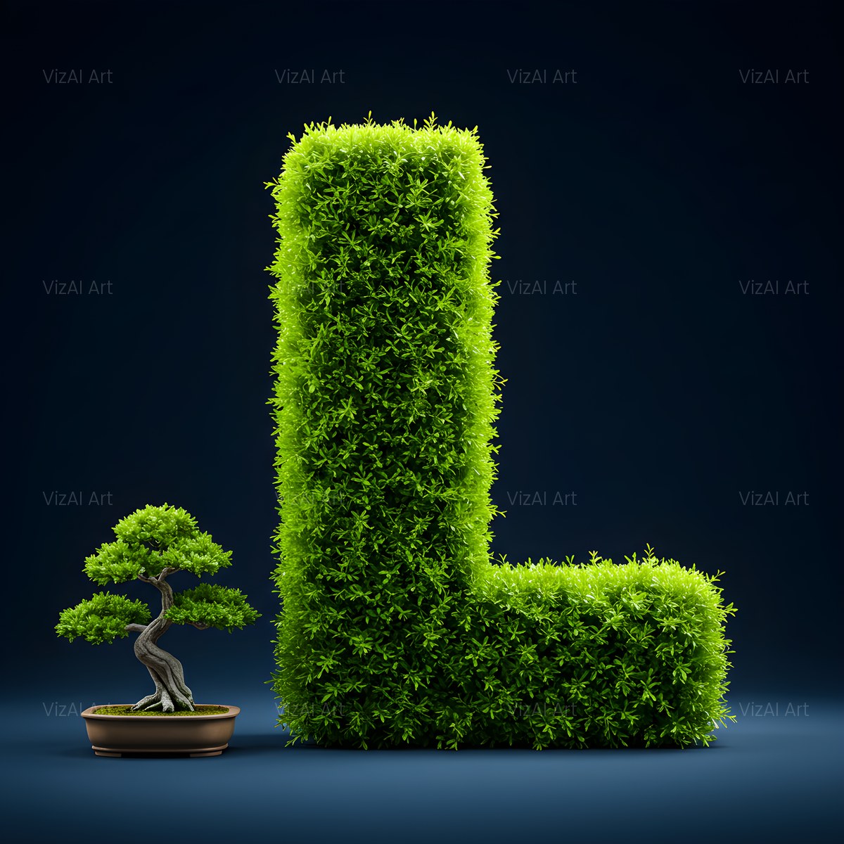Bonsai Topiary Green alphabet — printable letter L