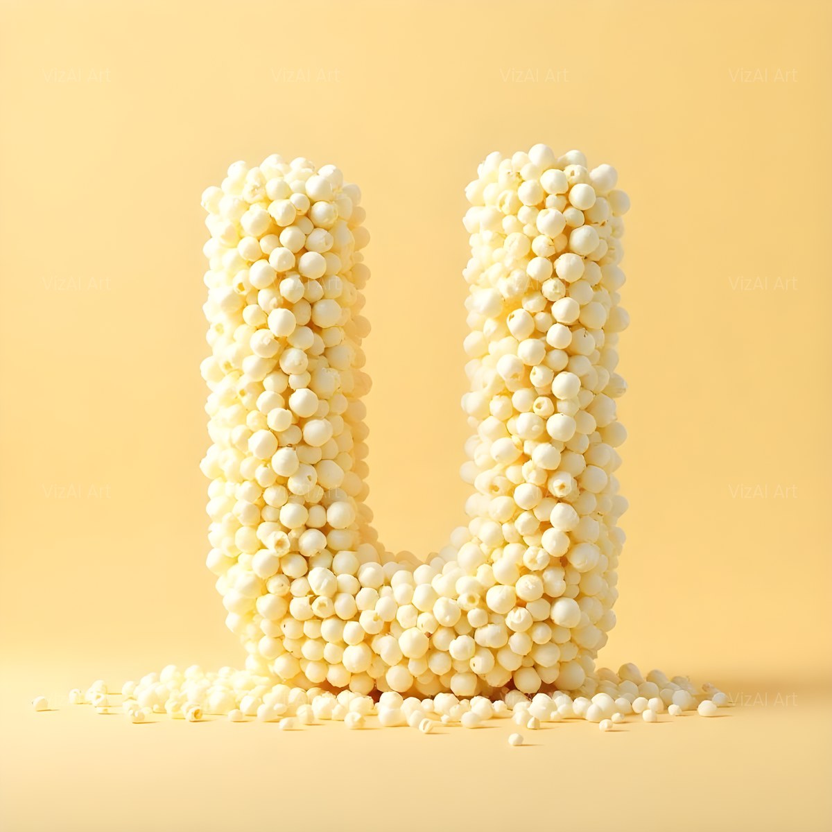 Buttered Popcorn alphabet — printable letter U