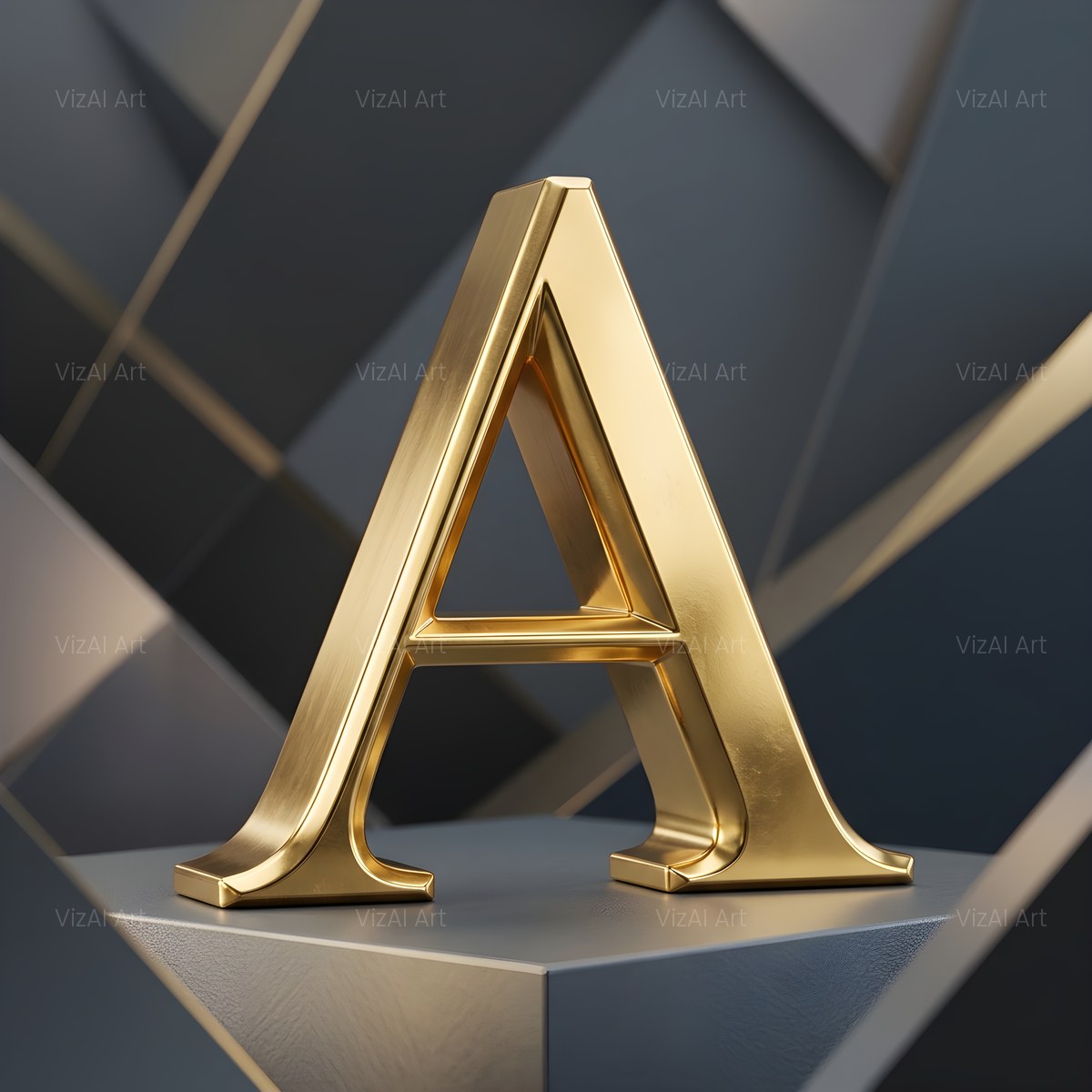 Solid Gold Facet alphabet — printable letter A