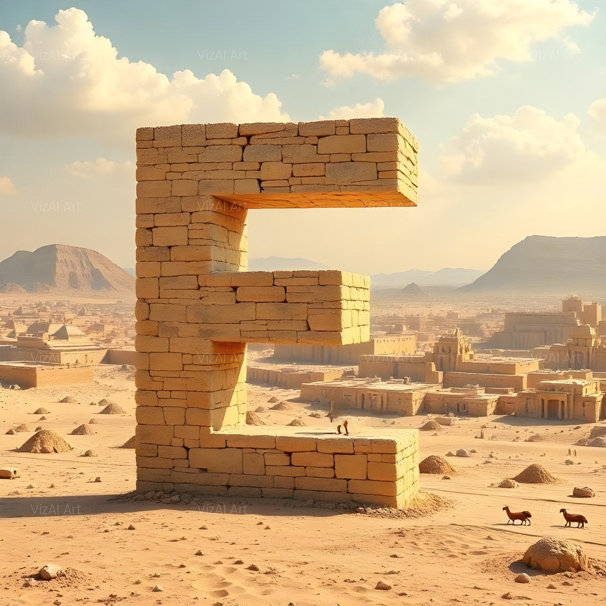 Babylon Stone alphabet — printable letter E