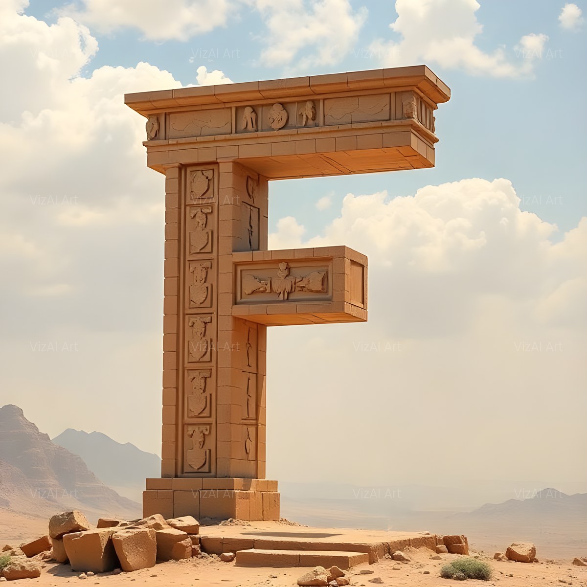 Babylon Stone alphabet — printable letter F