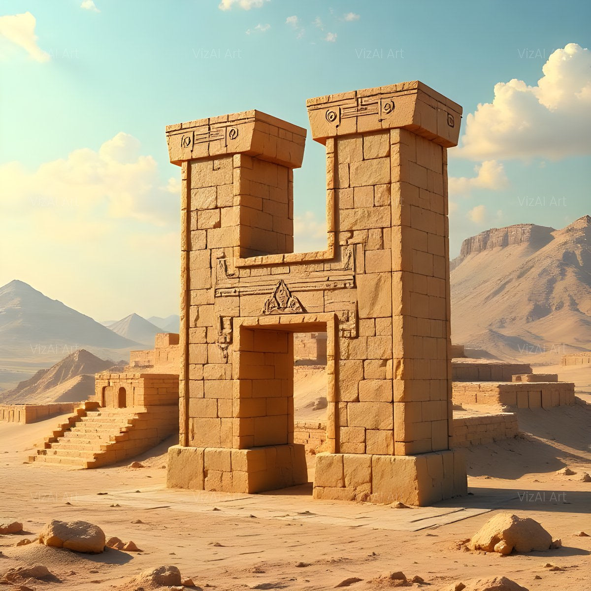 Babylon Stone alphabet — printable letter H