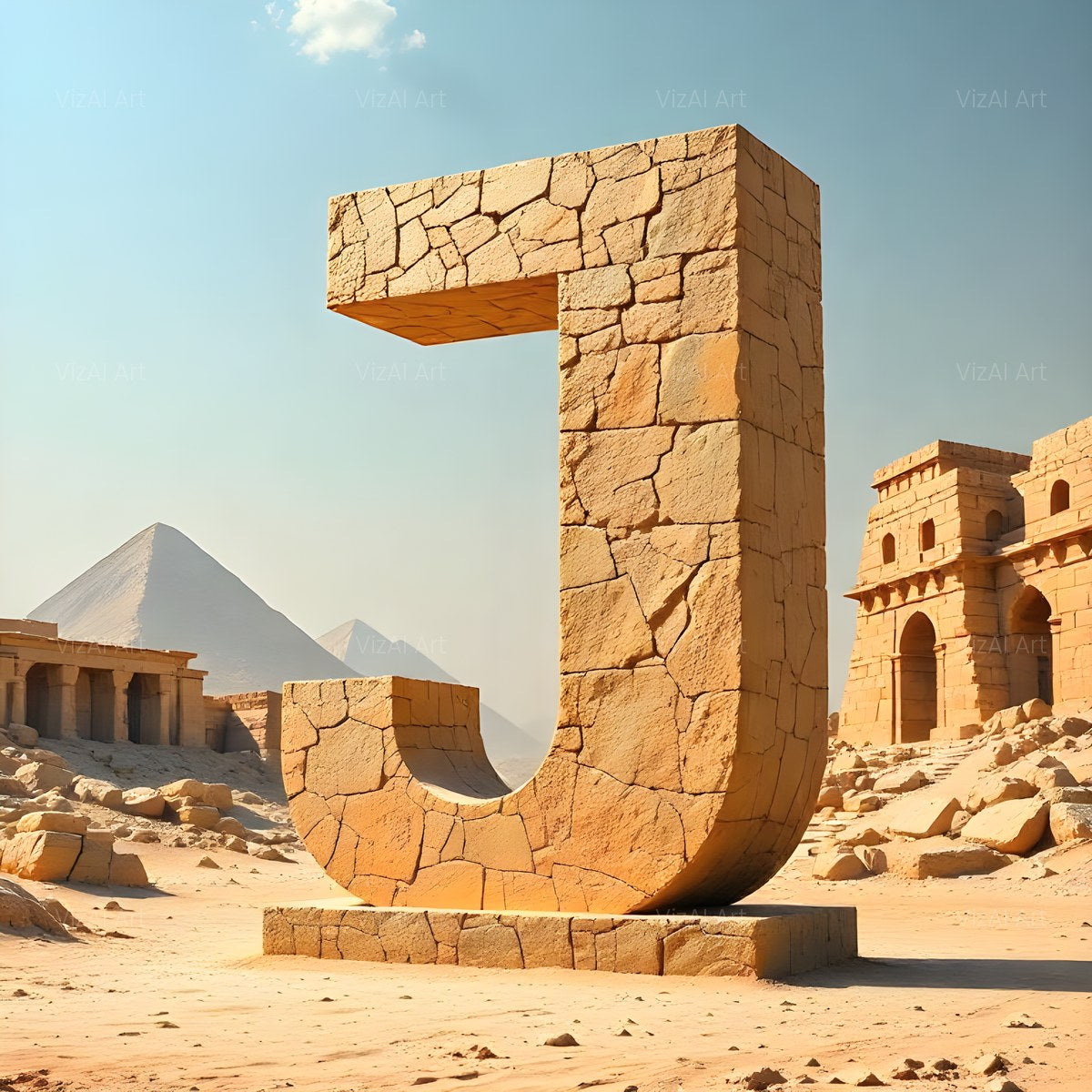Babylon Stone alphabet — printable letter J