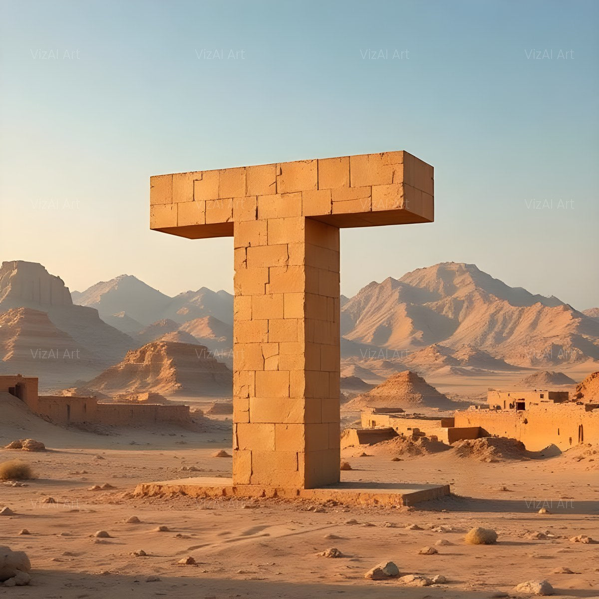 Babylon Stone alphabet — printable letter T