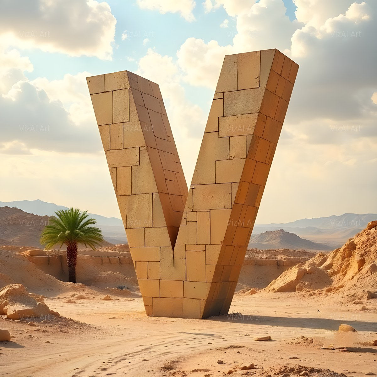 Babylon Stone alphabet — printable letter V