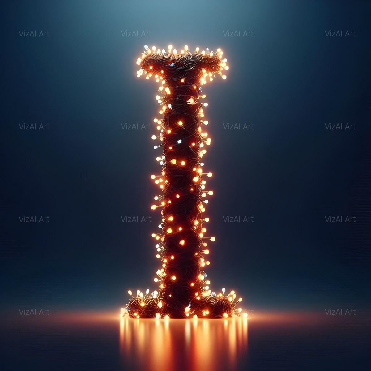 Christmas Fairy Light Glow alphabet — printable letter I
