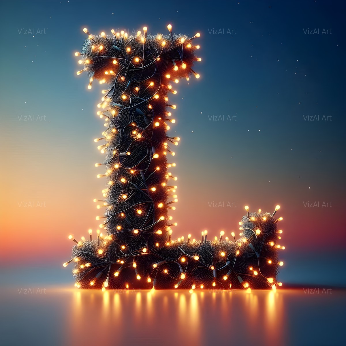 Christmas Fairy Light Glow alphabet — printable letter L