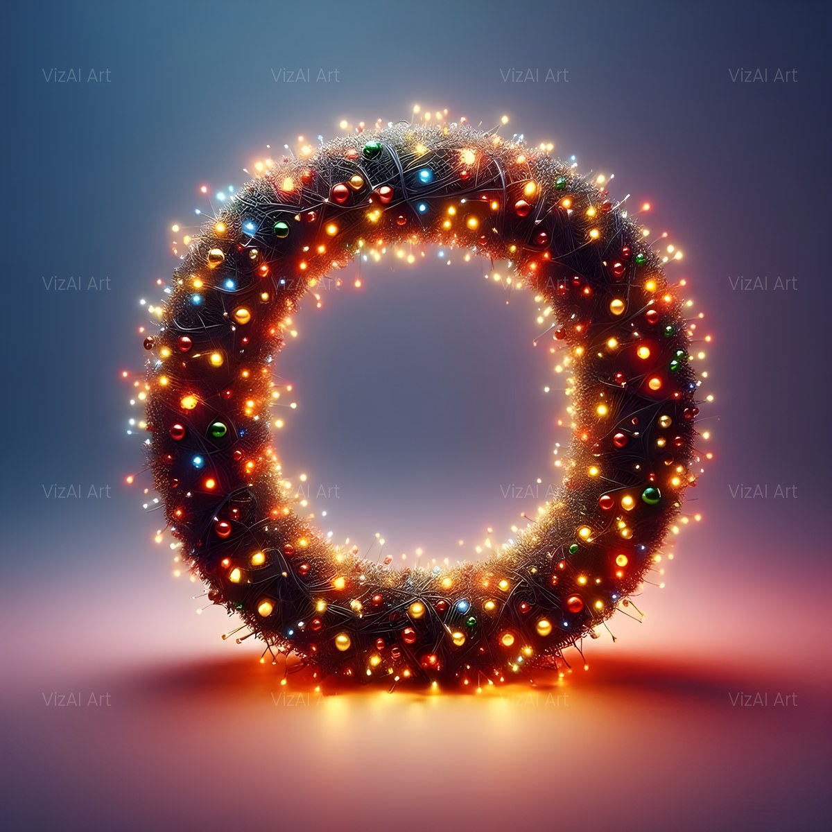Christmas Fairy Light Glow alphabet — printable letter O