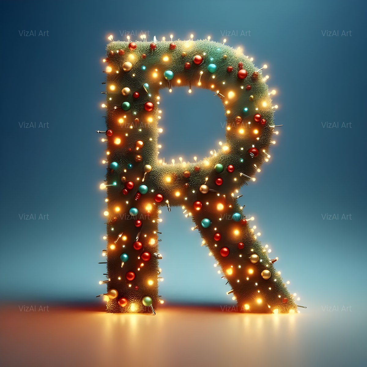 Christmas Fairy Light Glow alphabet — printable letter R