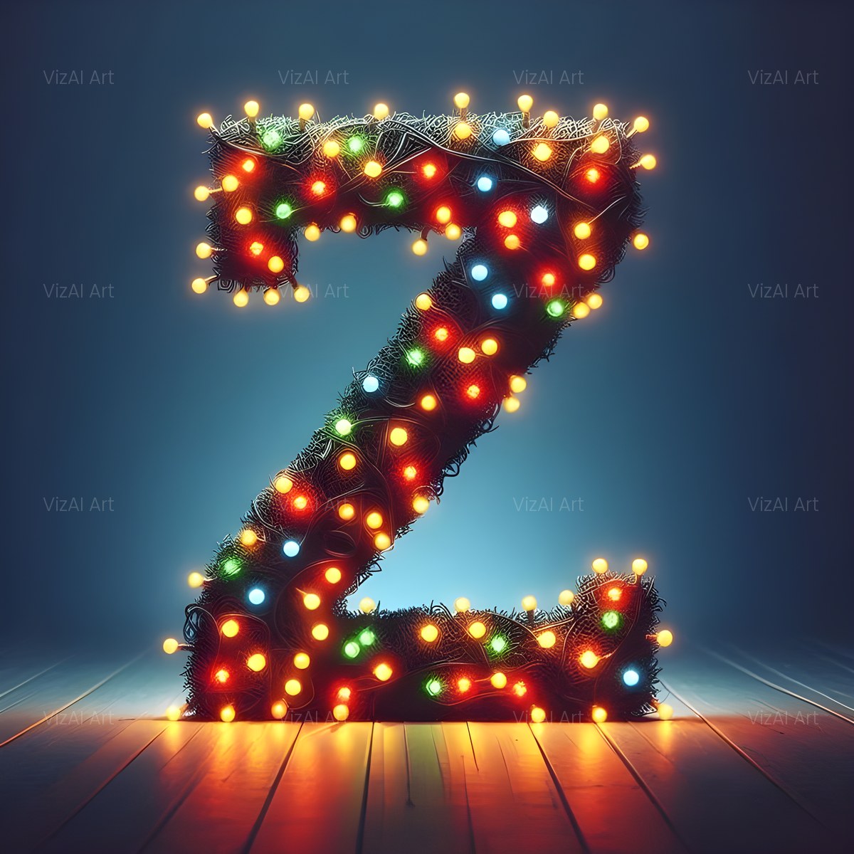 Christmas Fairy Light Glow alphabet — printable letter Z