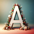 Christmas Vintage Bauble Charm alphabet — printable letter A