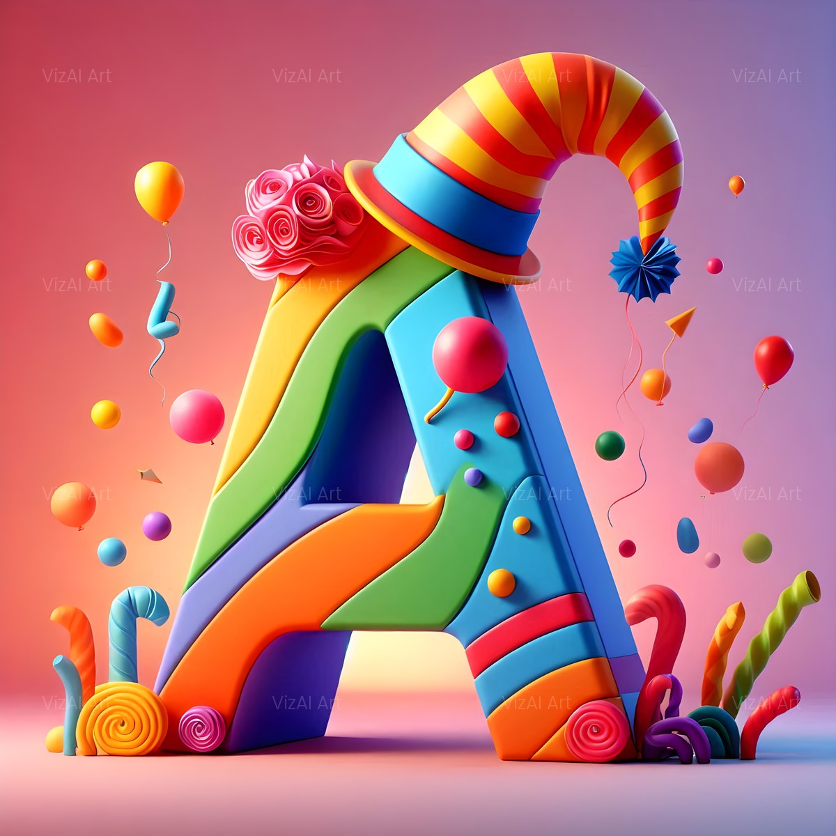 Circus Clown Carnival alphabet — printable letter A