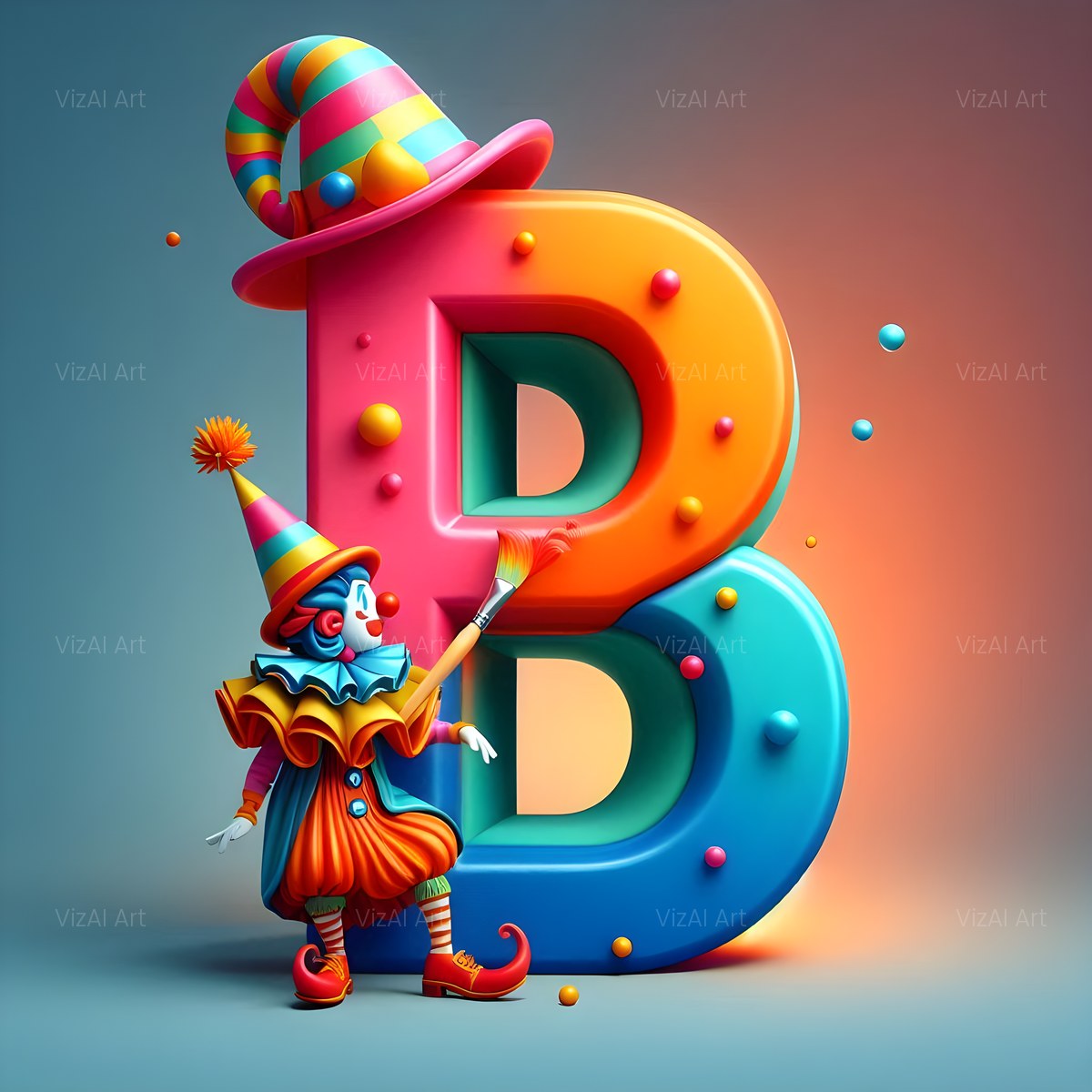 Circus Clown Carnival alphabet — printable letter B