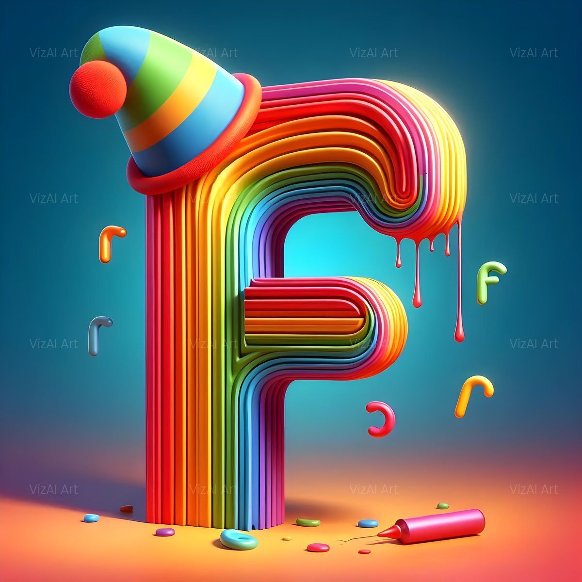 Circus Clown Carnival alphabet — printable letter F