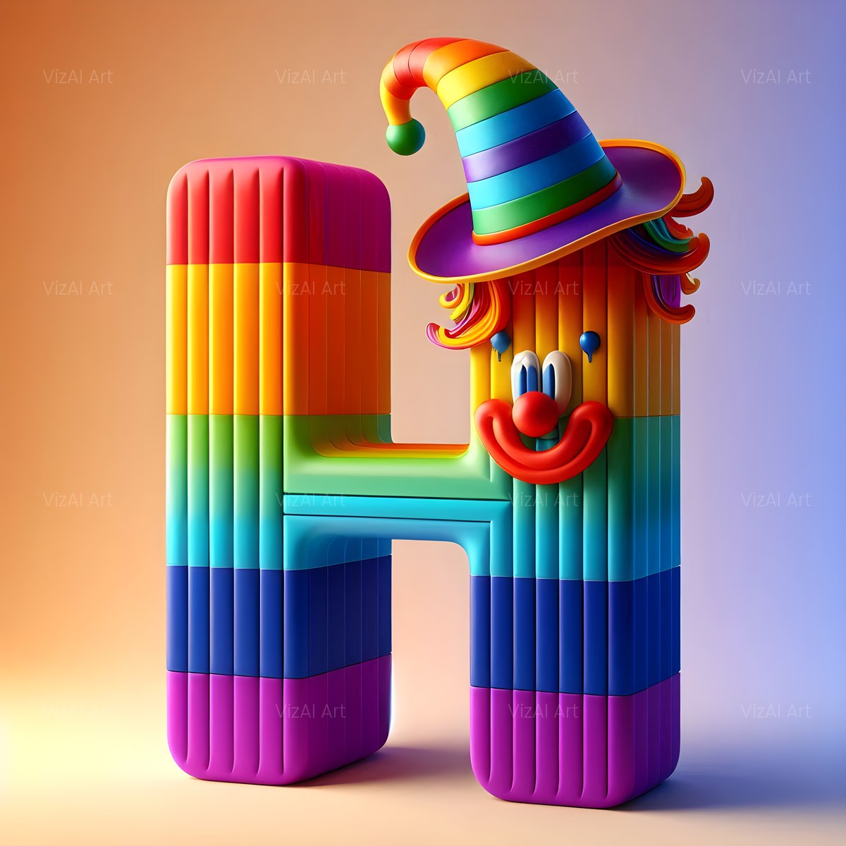 Circus Clown Carnival alphabet — printable letter H
