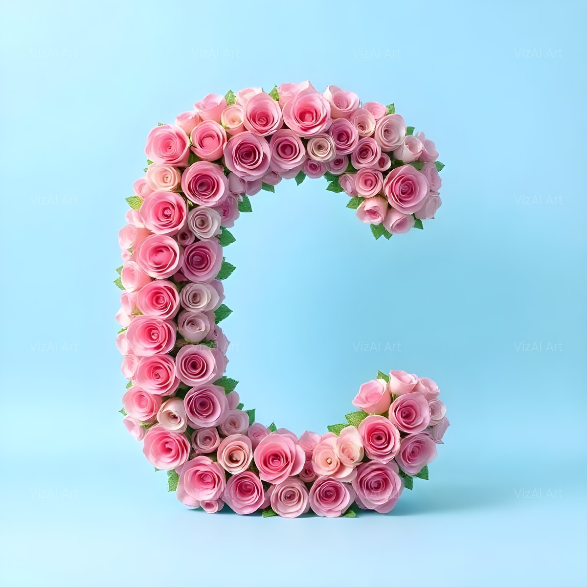 Blush Rose Cloud alphabet — printable letter C
