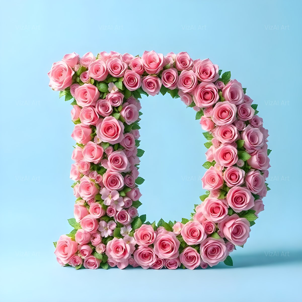 Blush Rose Cloud alphabet — printable letter D
