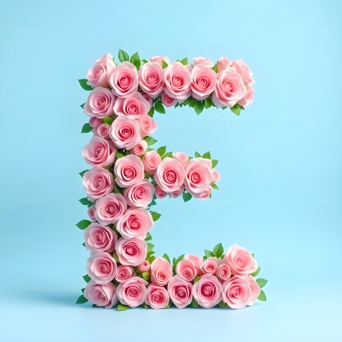 Blush Rose Cloud alphabet — printable letter E