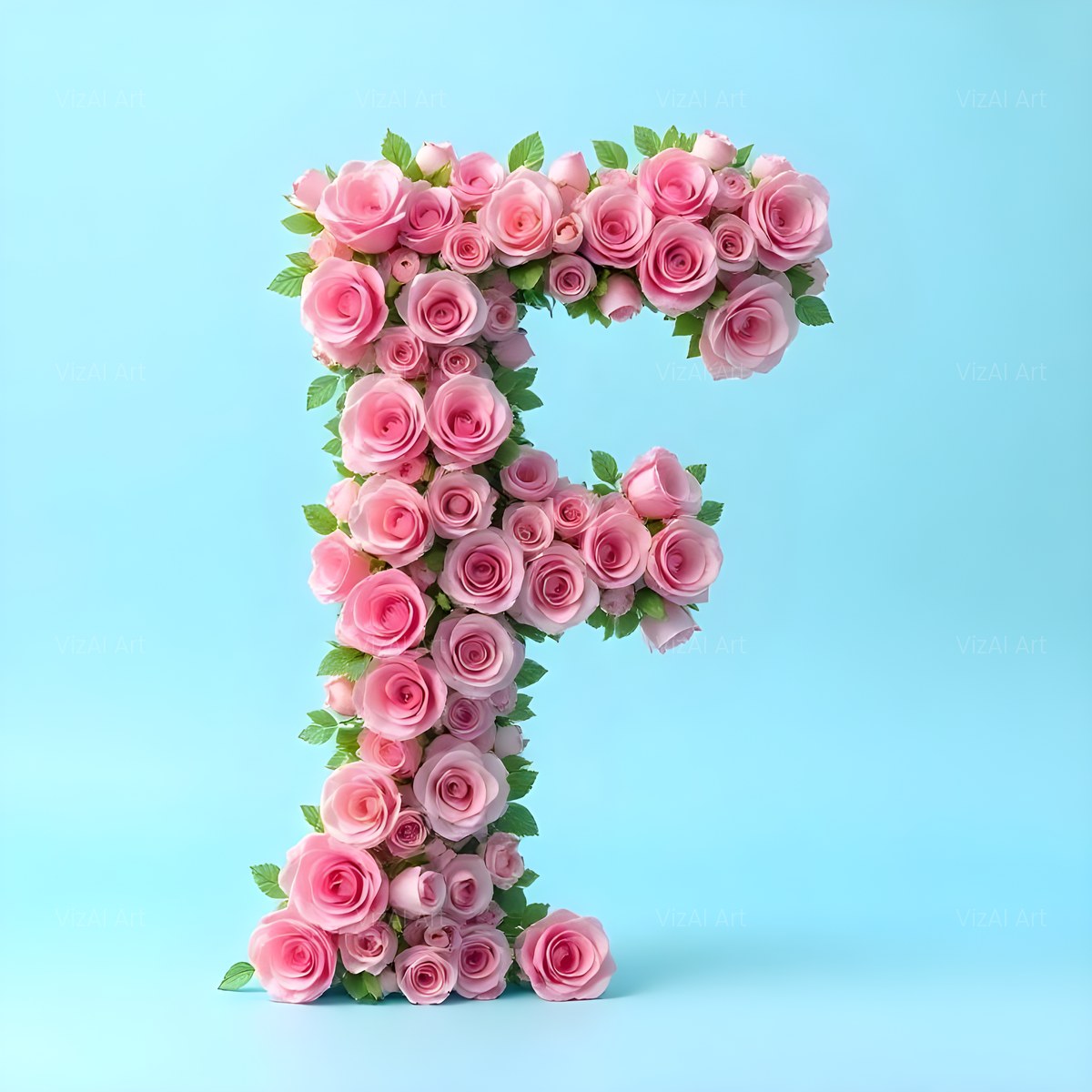 Blush Rose Cloud alphabet — printable letter F
