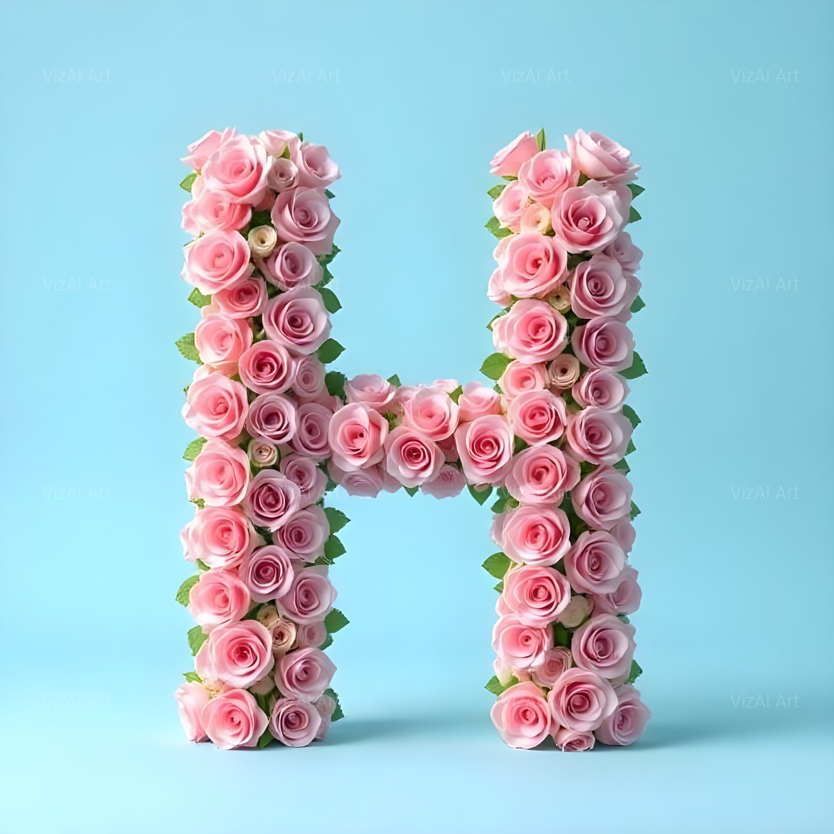 Blush Rose Cloud alphabet — printable letter H