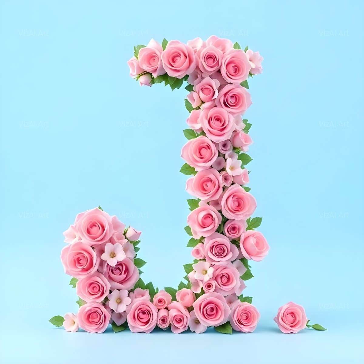 Blush Rose Cloud alphabet — printable letter J