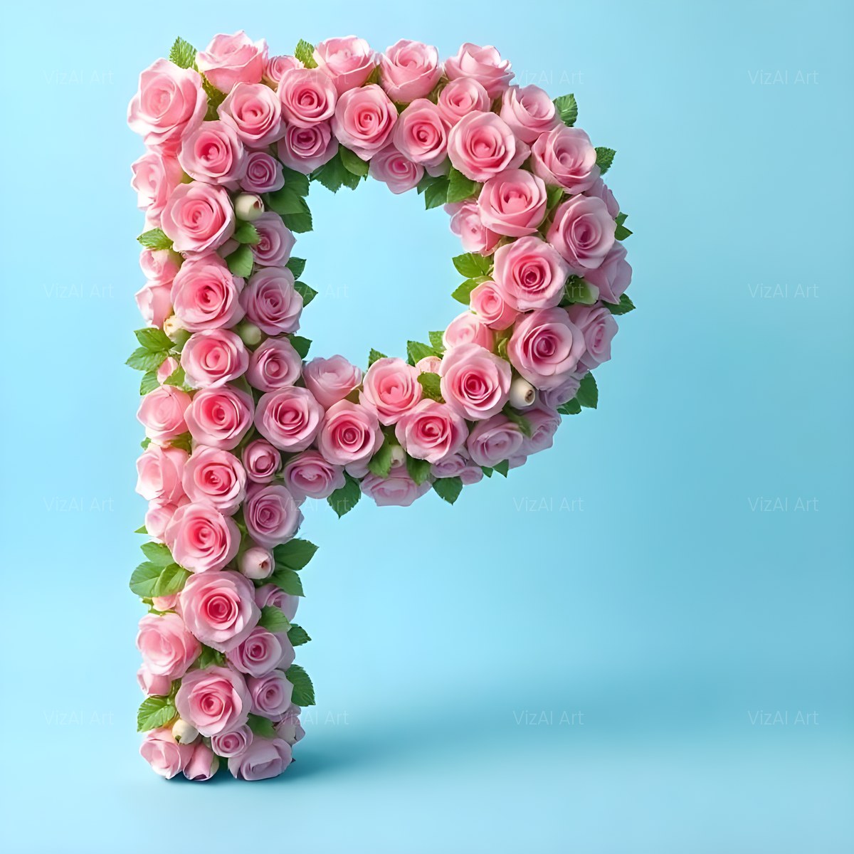 Blush Rose Cloud alphabet — printable letter P