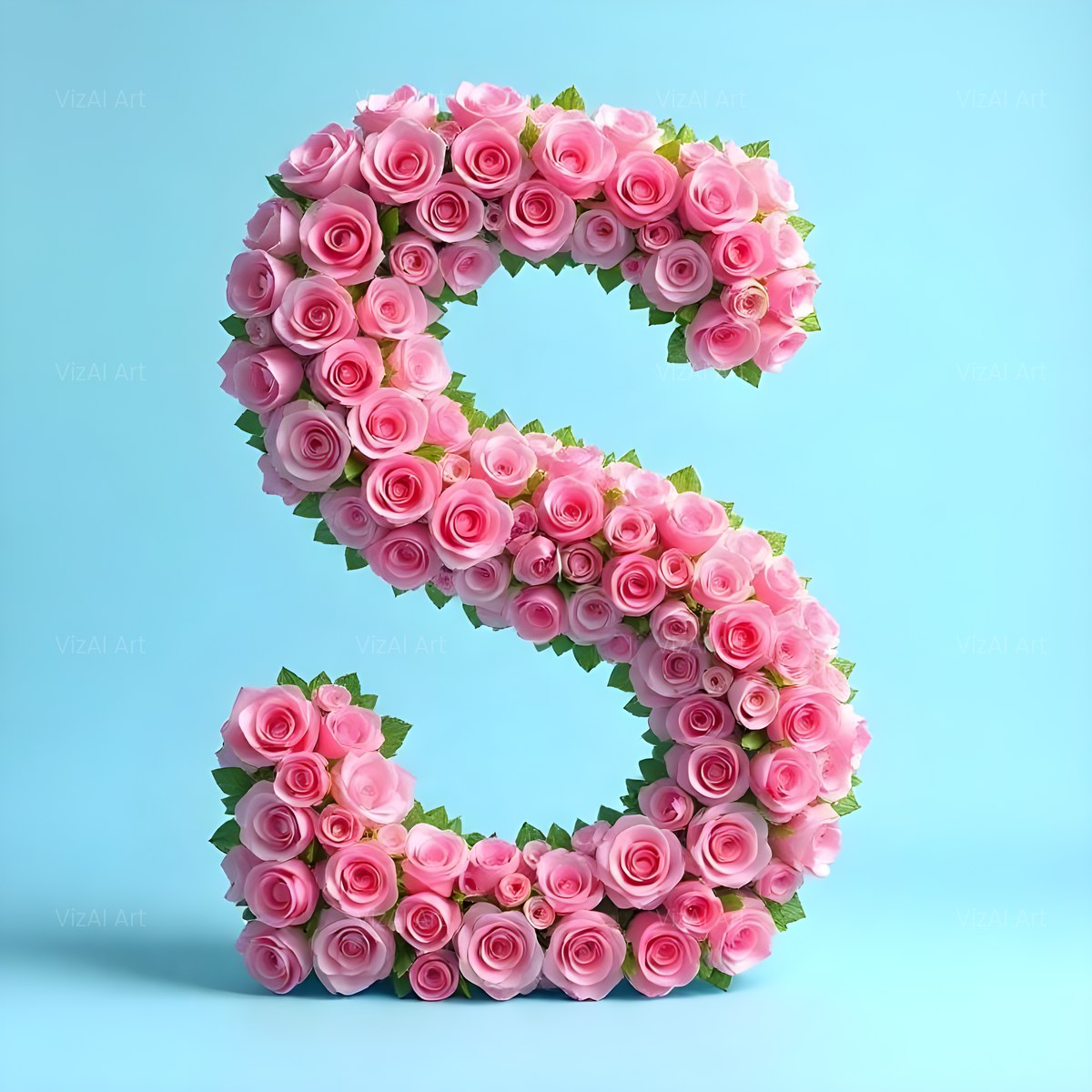 Blush Rose Cloud alphabet — printable letter S