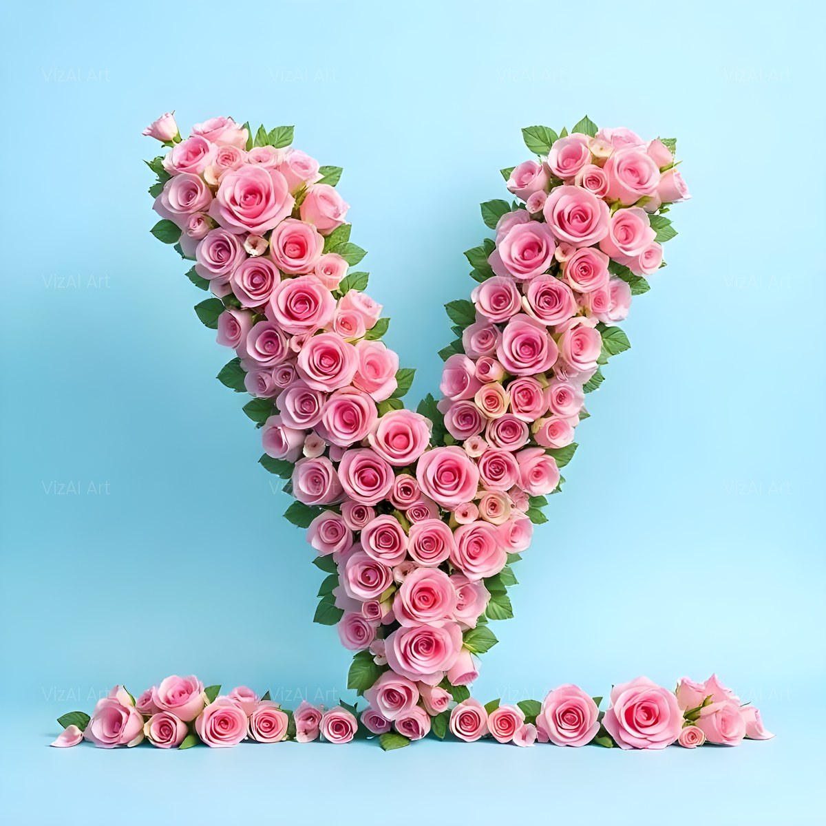 Blush Rose Cloud alphabet — printable letter V