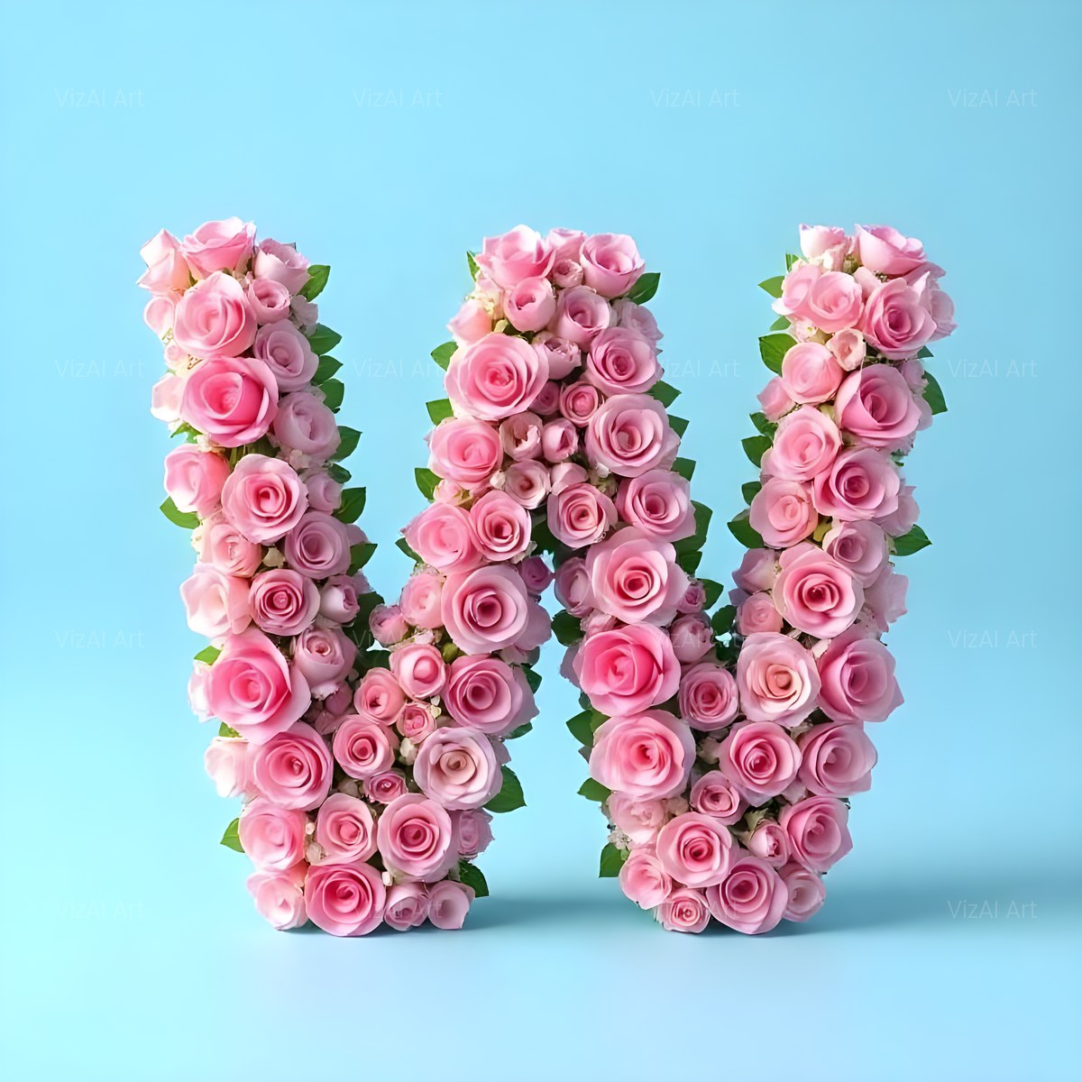Blush Rose Cloud alphabet — printable letter W