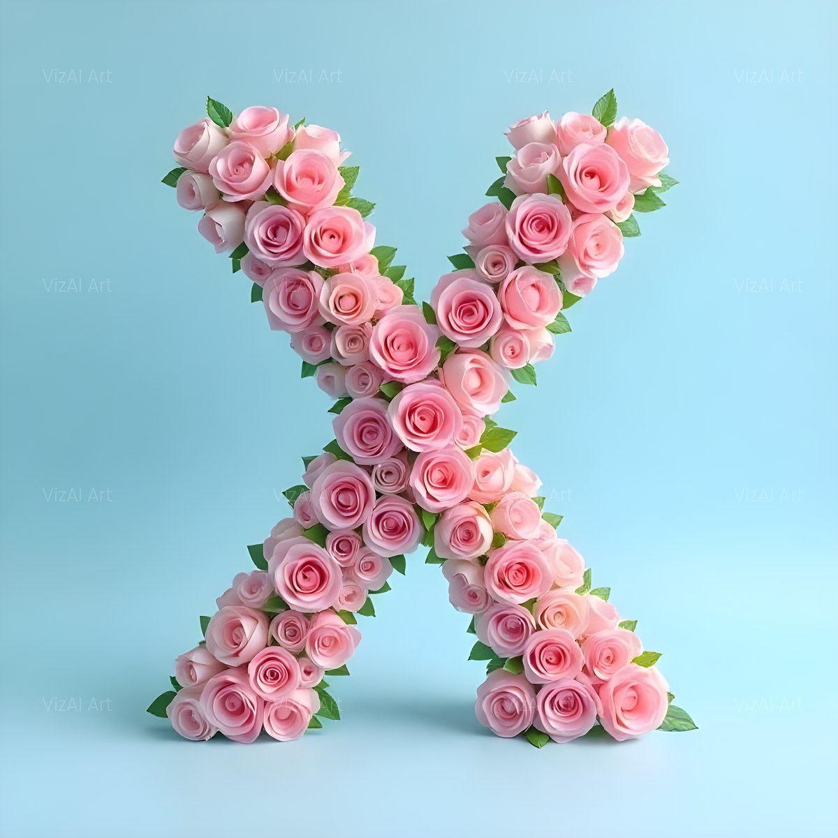 Blush Rose Cloud alphabet — printable letter X