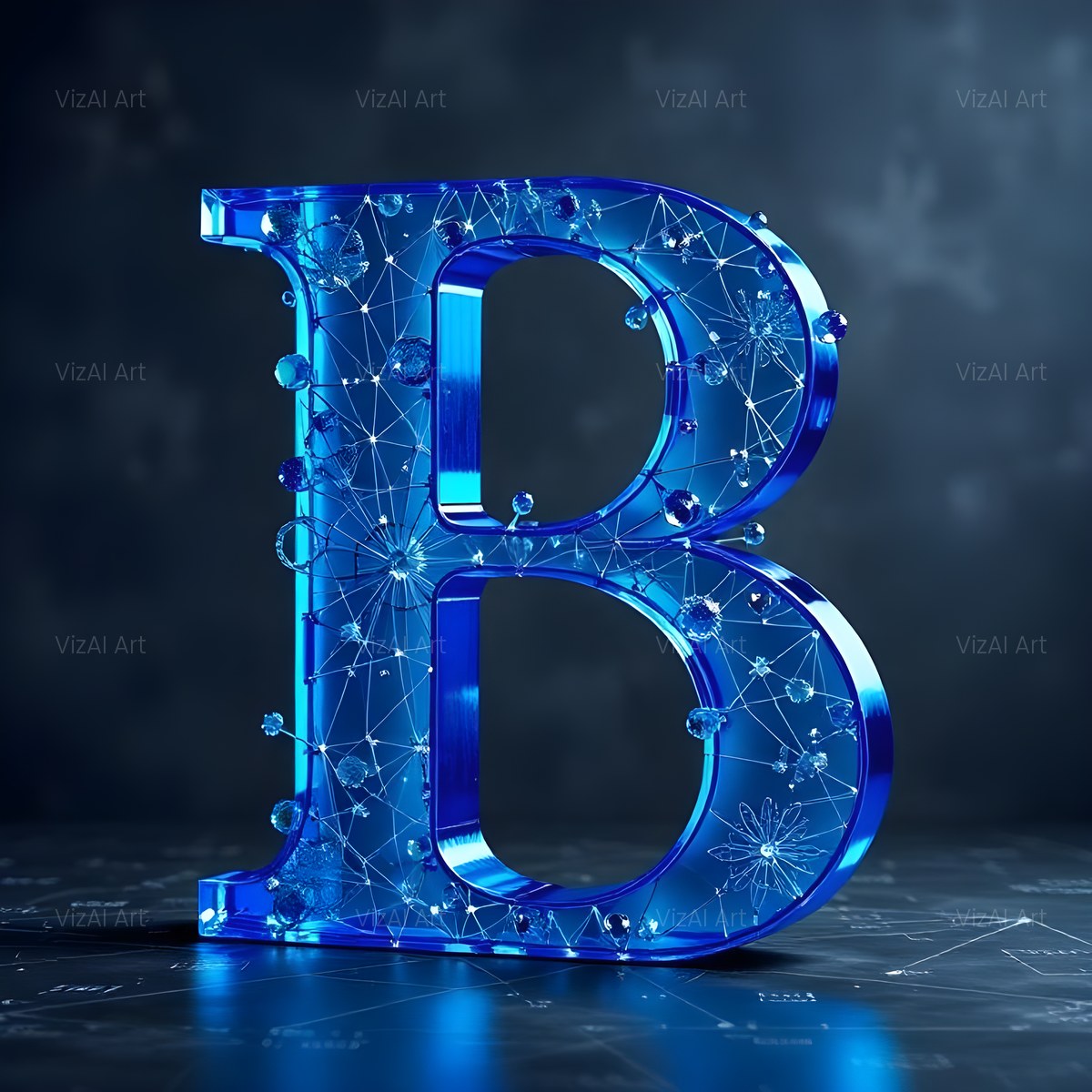 Crystal Fractal Ice alphabet — printable letter B
