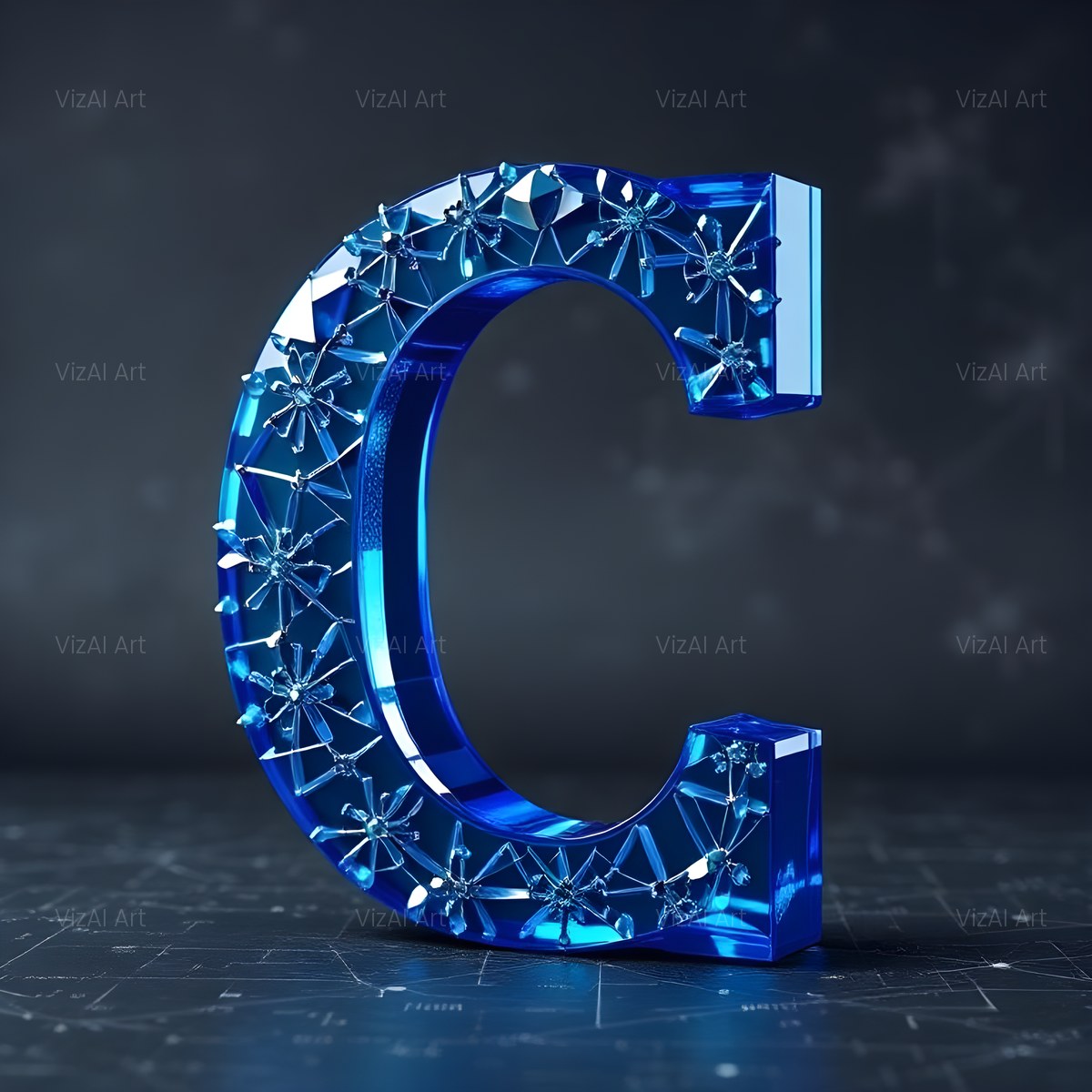 Crystal Fractal Ice alphabet — printable letter C
